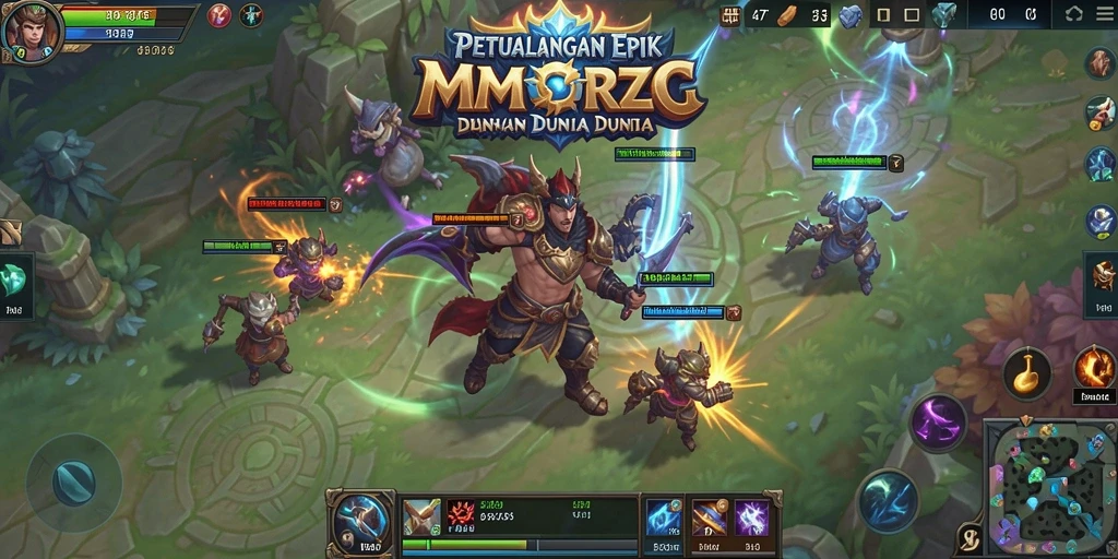 Tampilan aksi seru dalam game MMORPG 47F yang menakjubkan.
