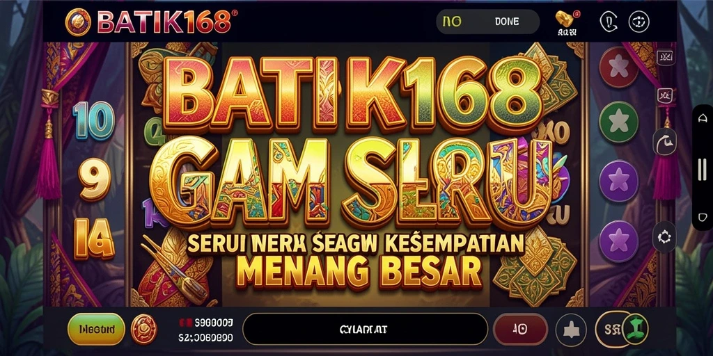 Screenshot utama gameplay Slot BATIK168 yang menampilkan simbol dan fitur menarik.