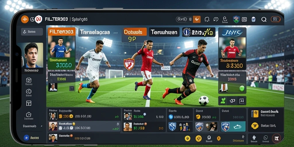 Tangkapan layar dari gameplay aplikasi Sportsbook yang interaktif.