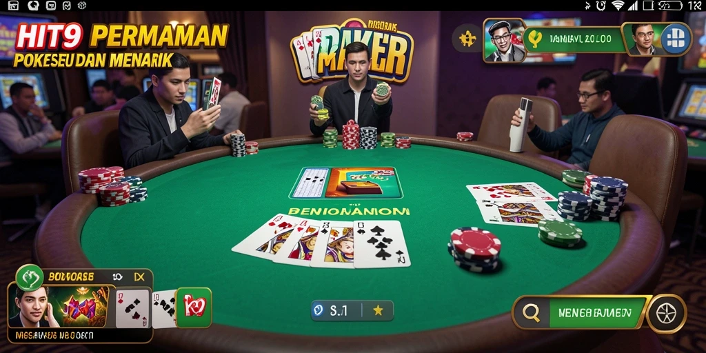 Tampilan utama HIT9 yang menampilkan gameplay Poker yang mendebarkan.