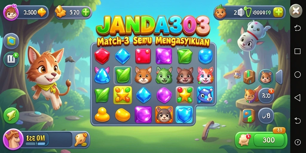 Tangkapan layar gameplay JANDA303 yang menampilkan keseruan Match-3.