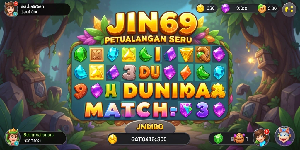 Screenshot gameplay JIN69 menampilkan aksi mencocokkan objek yang cerah dan menarik.