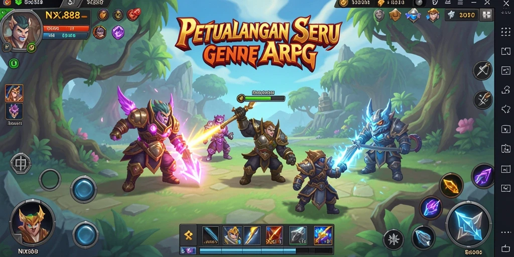 Screenshot gameplay NX888 dengan pertarungan seru dan grafis menawan.
