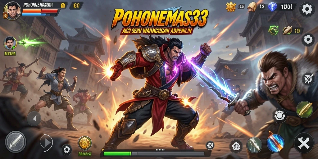 Screenshot menampilkan momen seru dalam gameplay Action POHONEMAS33.