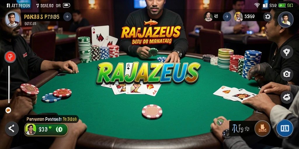 Tampilan gameplay menarik dalam permainan Poker RAJAZEUS.
