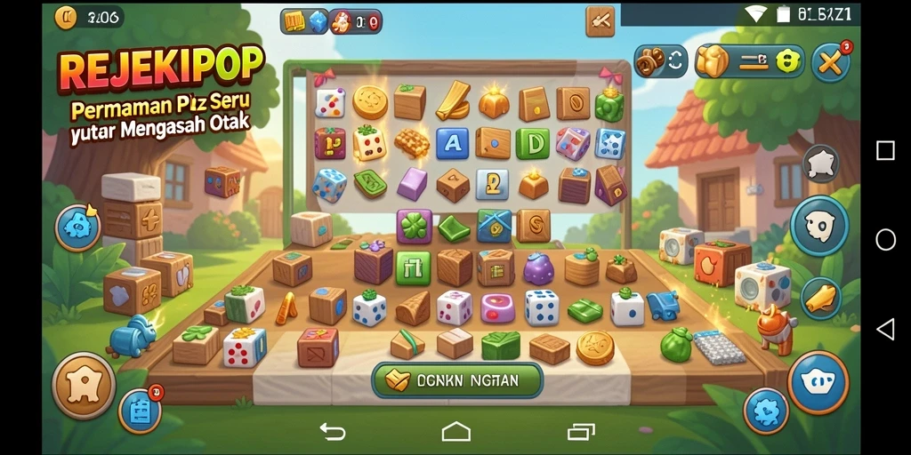 Tampilan gameplay REJEKIPOP yang menantang dan menyenangkan.