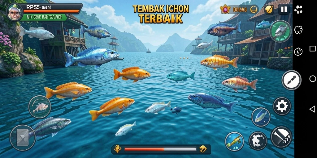 Tampilan gameplay RP55 yang menarik saat menembak ikan.