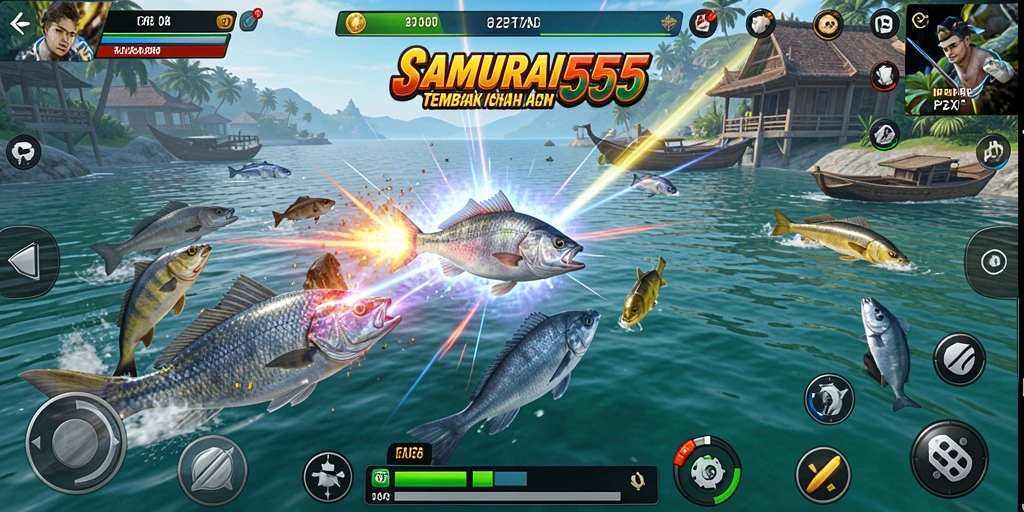 Menampilkan gameplay seru dalam game Tembak Ikan.