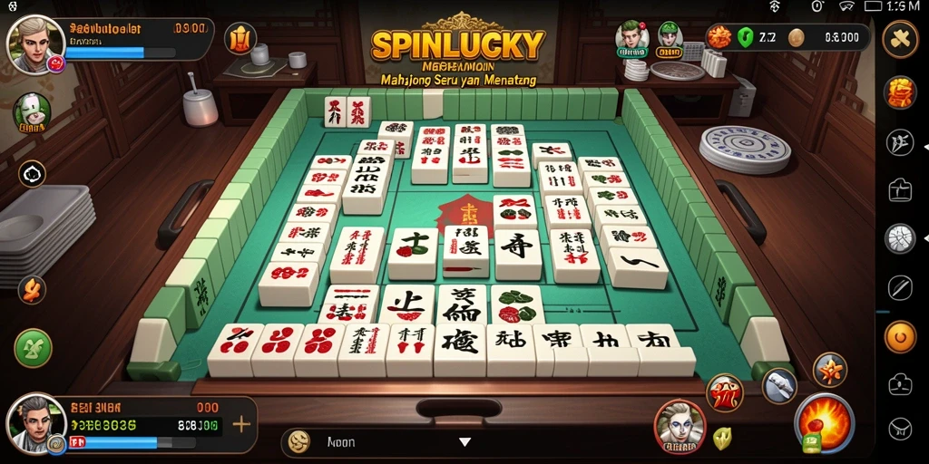 Tampilan gameplay SPINLUCKY yang menampilkan suasana permainan Mahjong.