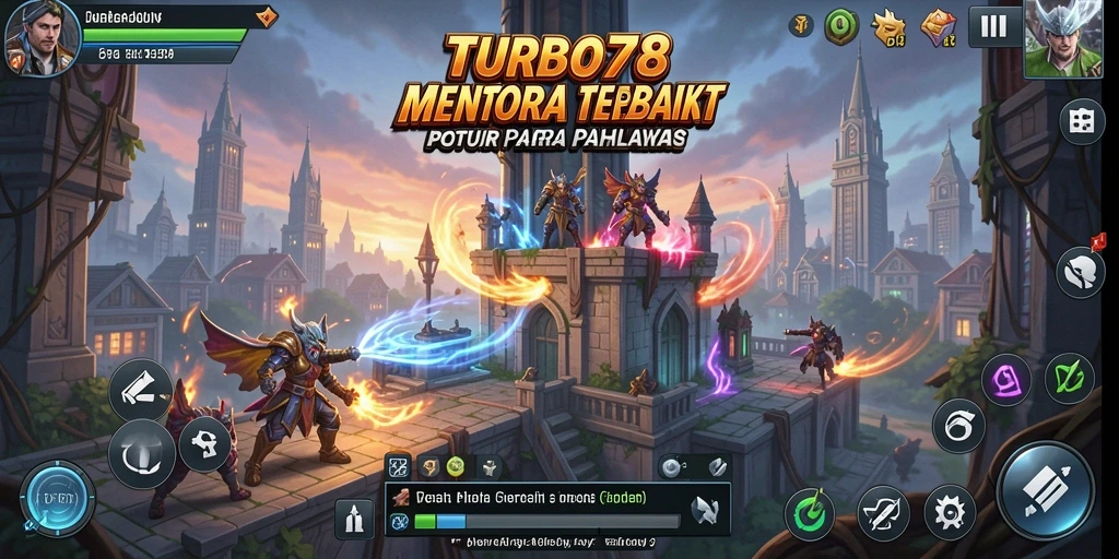 Tampilan gameplay menakjubkan dalam TURBO78 dengan desain menara yang menarik.